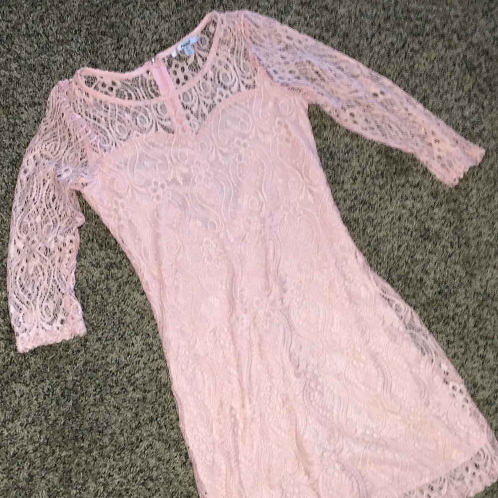 Blush pink lace dress
